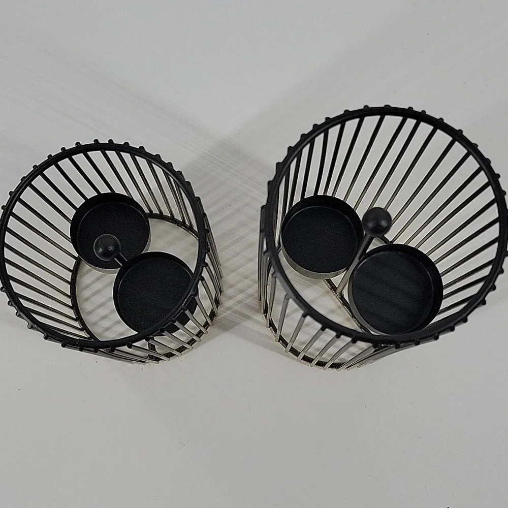 Elegant Black and Gold Candle Holders NEW